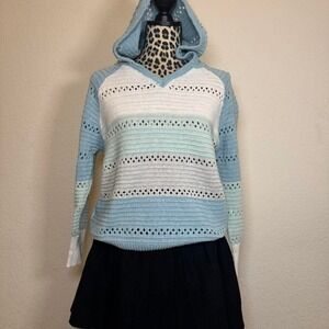 Multicolored striped crochet sweater
